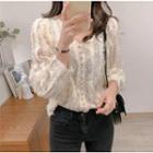Faux Pearl Lace Blouse Almond - One Size