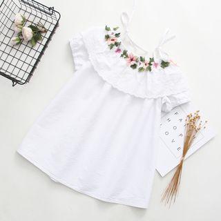 Short-sleeve Embroidered Off Shoulder Top