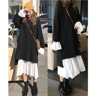 Trumpet Cuff Pullover Dress / Spaghetti-strap Midi Dress