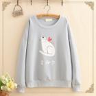 Cat Print Round-neck Sweatshirt