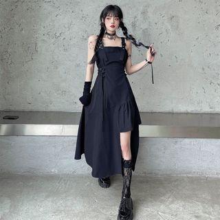 Sleeveless Plain Asymmetrical Dress
