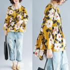 Flower Print Blouse Yellow - One Size