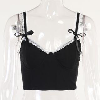 Lace Trim Cropped Camisole Top / Mini A-line Skirt