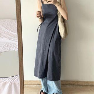Spaghetti Strap Cutout A-line Midi Dress Gray - One Size