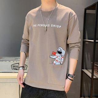 Lettering Astronaut Print Sweatshirt