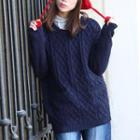 Pocket-accent Cable-knit Sweater