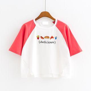 Short-sleeve Embroidered Crop T-shirt