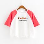 Short-sleeve Embroidered Crop T-shirt