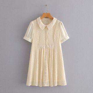Short-sleeve Button A-line Dress