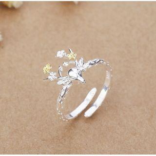 Deer Sterling Silver Open Ring Silver - One Size