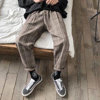 England-plaid Straight-cut Pants