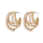 Faux Pearl Layered Open Hoop Earring