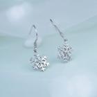 925 Sterling Silver Snowflake Dangle Earring 1 Pair - Silver - One Size
