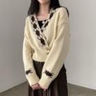 Long-sleeve Print V-neck Sweater