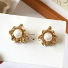 Faux Pearl Sterling Silver Ear Stud 1 Pair - Earring - Gold - One Size