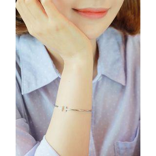 T-shape Open Silver Bangle One Size