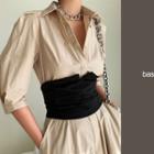 Maxi Shirtdress With Obi Belt Beige - One Size