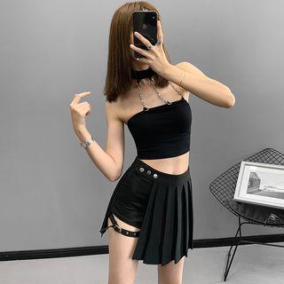 Chain-accent Cropped Halter Top