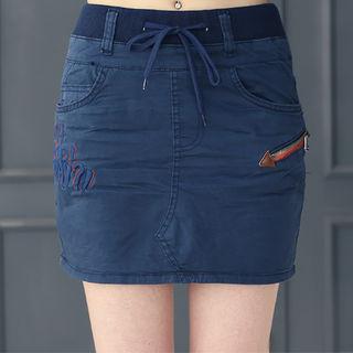 Band-waist Zip-detail Skort