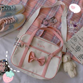 Hangul Print Bow Crossbody Bag