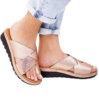 Crisscross Flat Slide Sandals