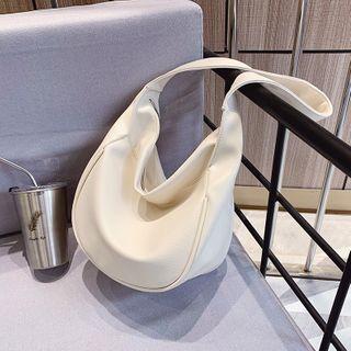 Plain Faux Leather Zip Hobo Bag