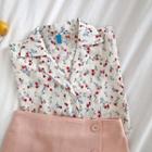 Floral Loose-fit Short-sleeve Shirt Off-white - One Size