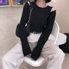 Long-sleeve Mock Two-piece Cutout Top