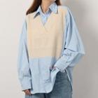 Mock Two-piece Pinstriped Shirt Almond - One Size