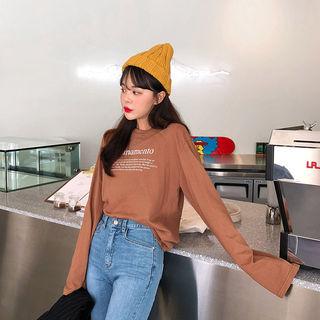 Extra Long-sleeve Letter-print T-shirt