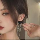 Heart Chained Earring 1 Pair - Black & Silver - One Size