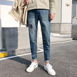 Distress Repaired Slim Fit Jeans