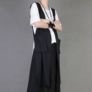 Sleeveless Open-front Long Vest