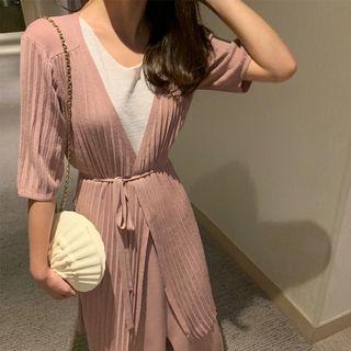 Set: Elbow-sleeve Cardigan + Midi Skirt