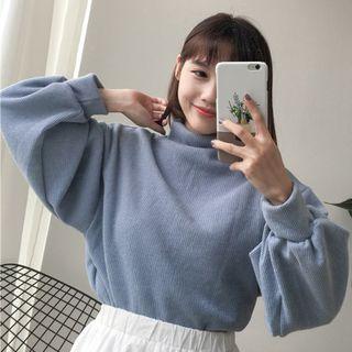 Puff Sleeve Mock-neck Sweater