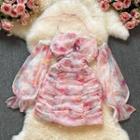 Lace Trim Floral Print Ruched Mini Dress