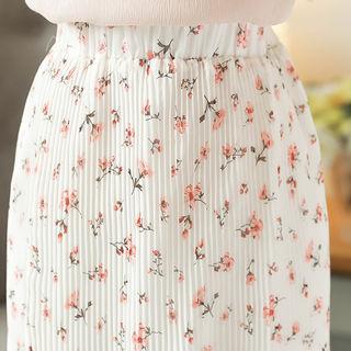 Floral Print Chiffon Long Skirt