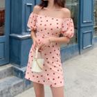 Off-shoulder Ladybug Print A-line Dress