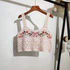 Flower Embroidered Cut-out Knit Sleeveless Top