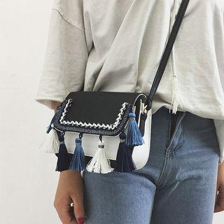 Colorblock Tassel Mini Cross Bag