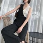 Sleeveless Paneled Wide Leg Jumpsuit