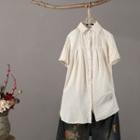 Short-sleeve Dotted Shirt White - One Size