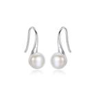 Sterling Silver Simple And Elegant White Freshwater Pearl Earrings Silver - One Size
