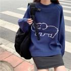 Loose-fit Elephant-print Knit Sweater