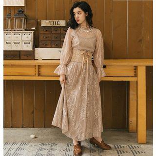 Long-sleeve Lace Corset Maxi Dress