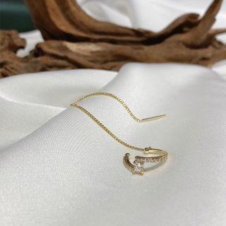 Lightning Chained Alloy Cuff Earring Eh1040 - 1 Pc - Gold - One Size