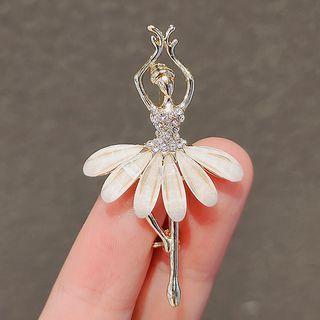 Dancer Rhinestone Cat Eye Stone Alloy Brooch Ly692 - Silver - One Size
