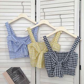 Bow-front Check Camisole Top
