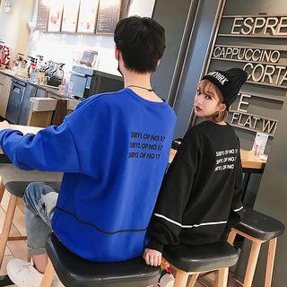 Couple Matching Letter Print Oversized Pullover