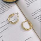 Hoop Sterling Silver Ear Stud 1 Pair - Earrings - 925 - Twist - Gold - One Size